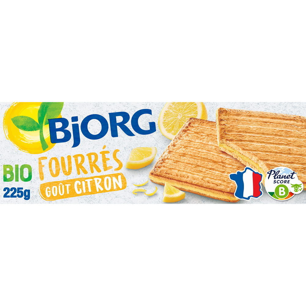 Biscuits fourrés Bio Citron BJORG - Paquet 225g