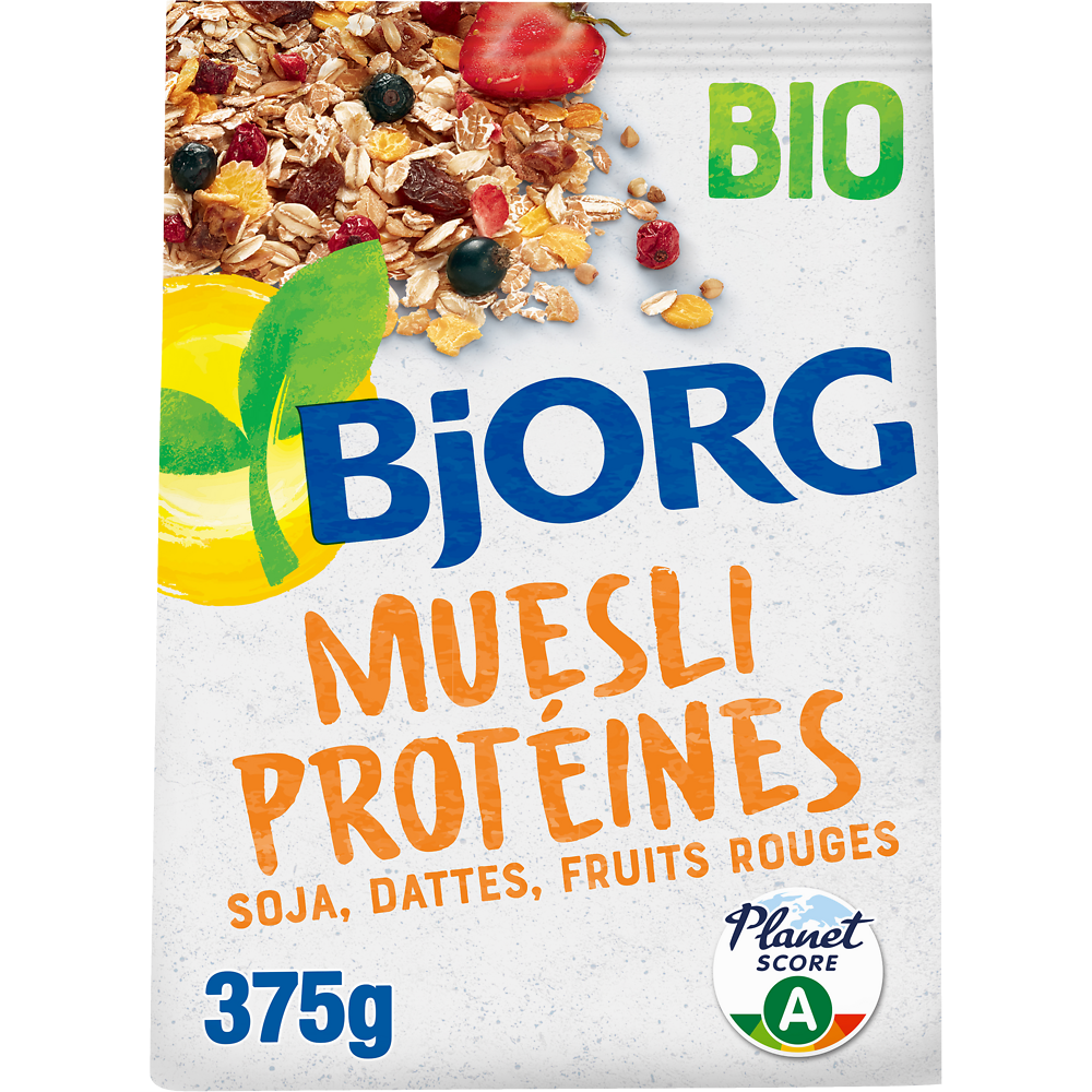 Müesli protéïnes soja, dattes & fruits rouges bio BJORG, doypack 375g