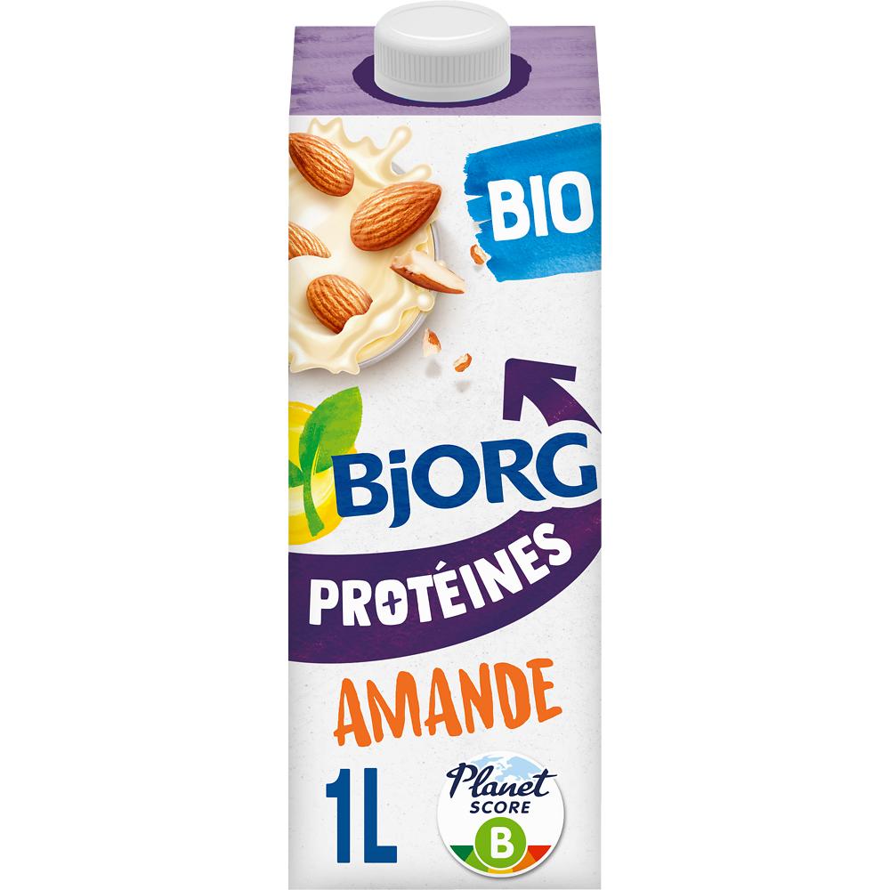 Boisson végétale amande protéïnes bio BJORG, brick 1 litre