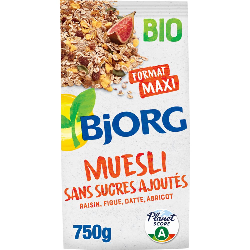 Muesli bio sans sucre ajouté BJORG, 750g