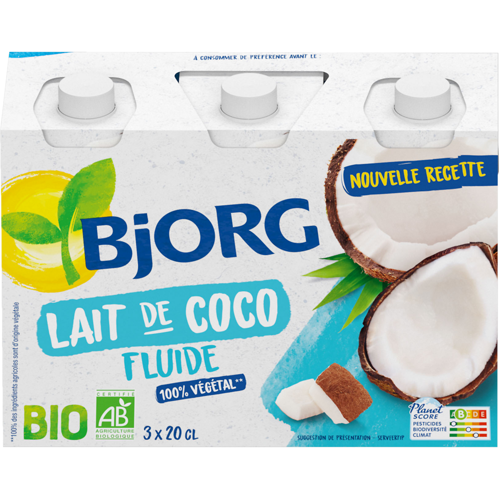 Lait de coco bio BJORG, 3x200ml