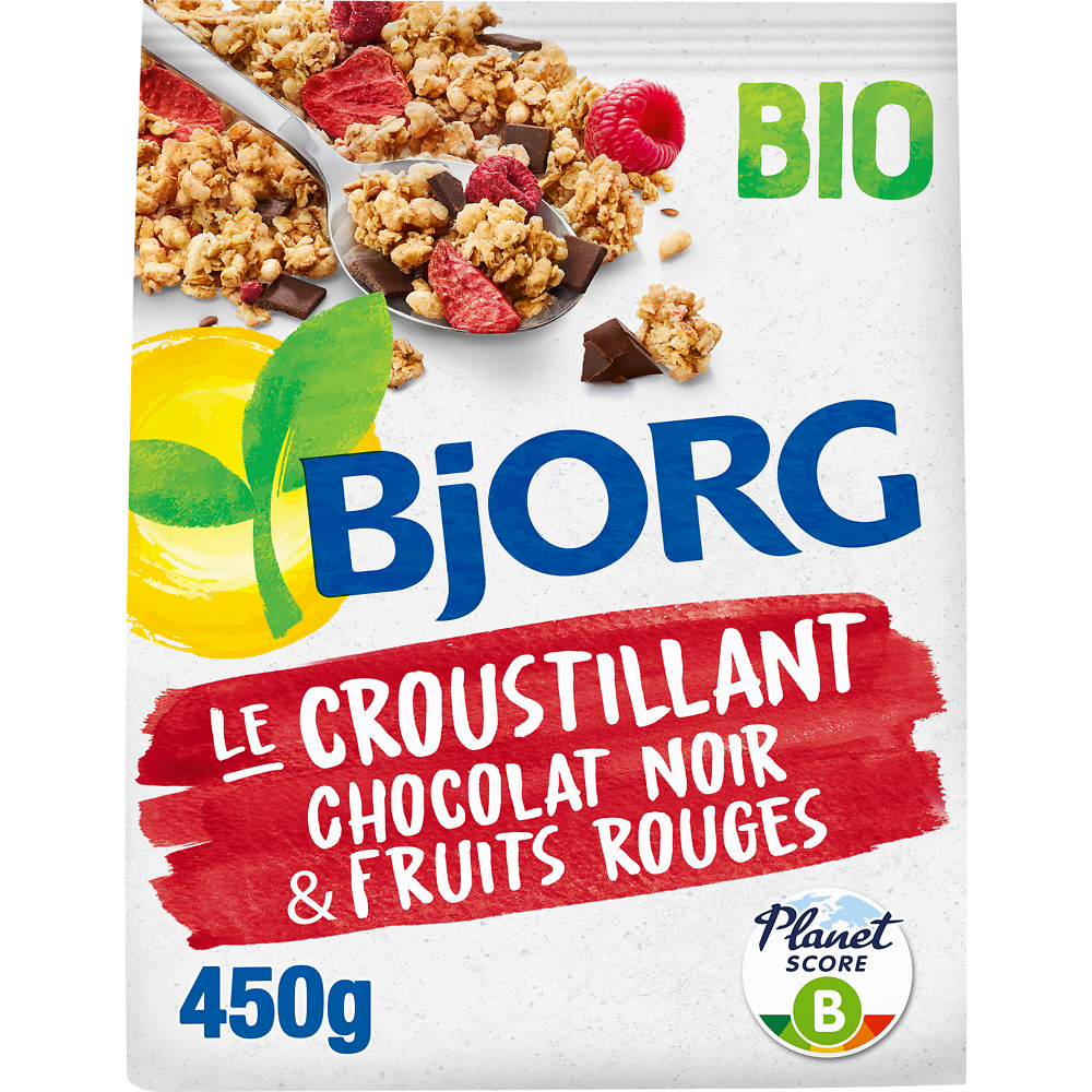 Céréales le croustillant chocolat noir & fruits rouges bio BJORG, 450g