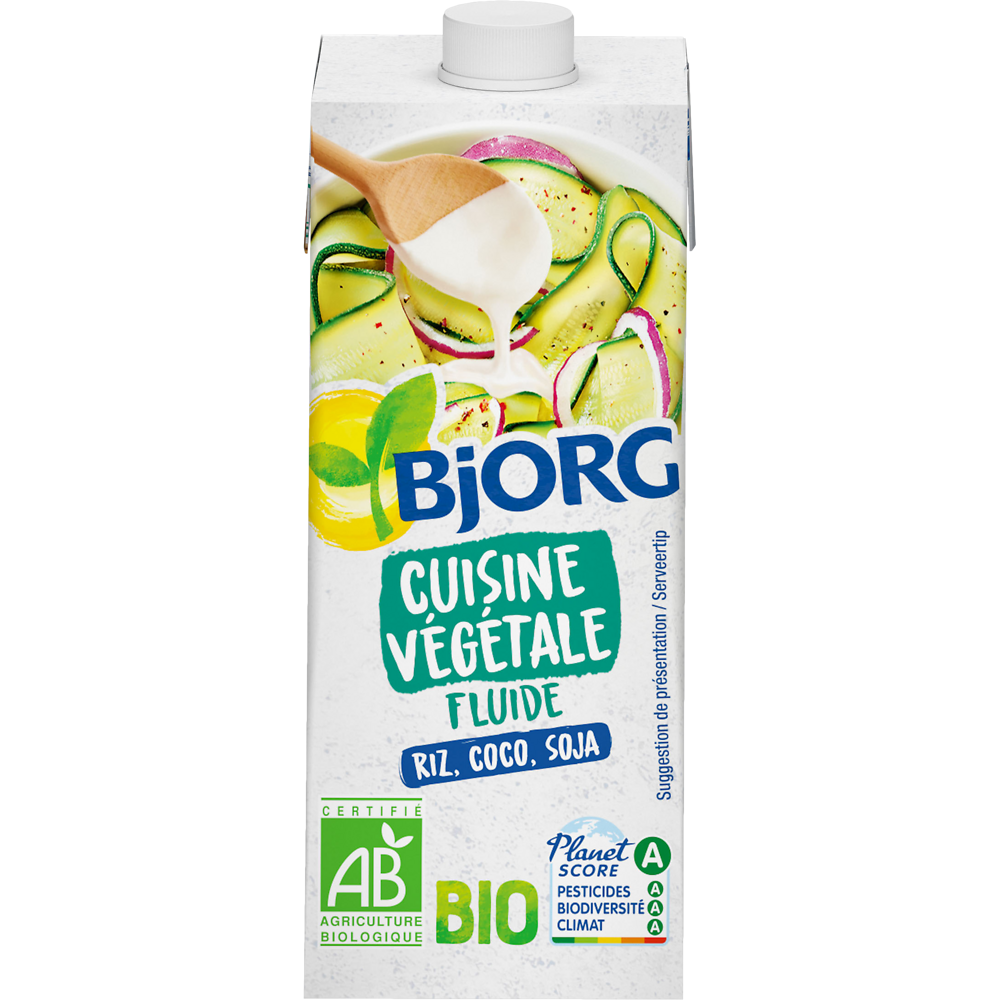 Cuisine végétale fluide, riz coco soja bio BJORG, brique 200ml