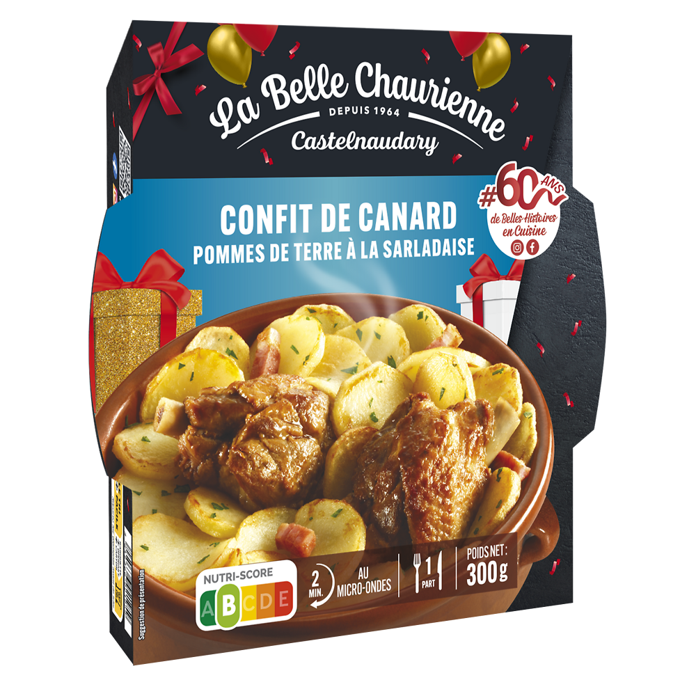 Confit de canard et pomme de terre sarladaises LA BELLE CHAURIENNE, barquette micro-ondable 300g