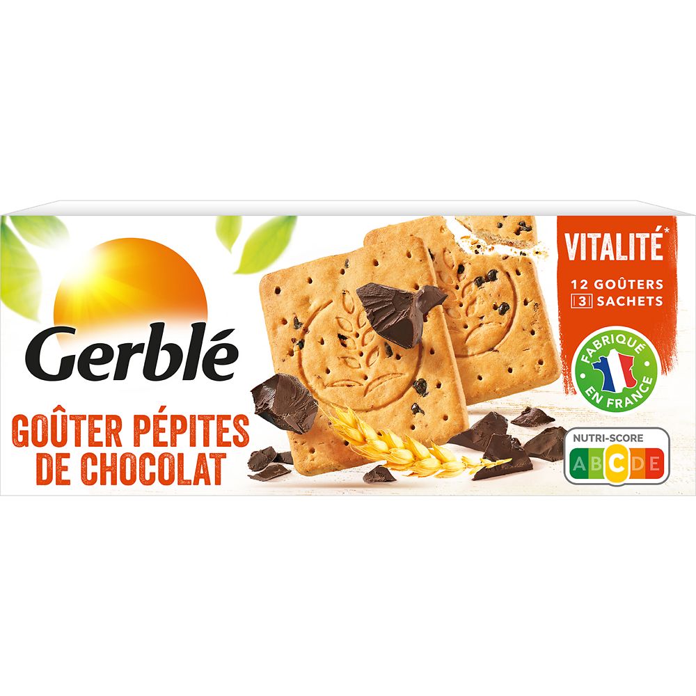 Biscuits Goûter aux pépites de chocolat  GERBLE  -  3x4,  250g