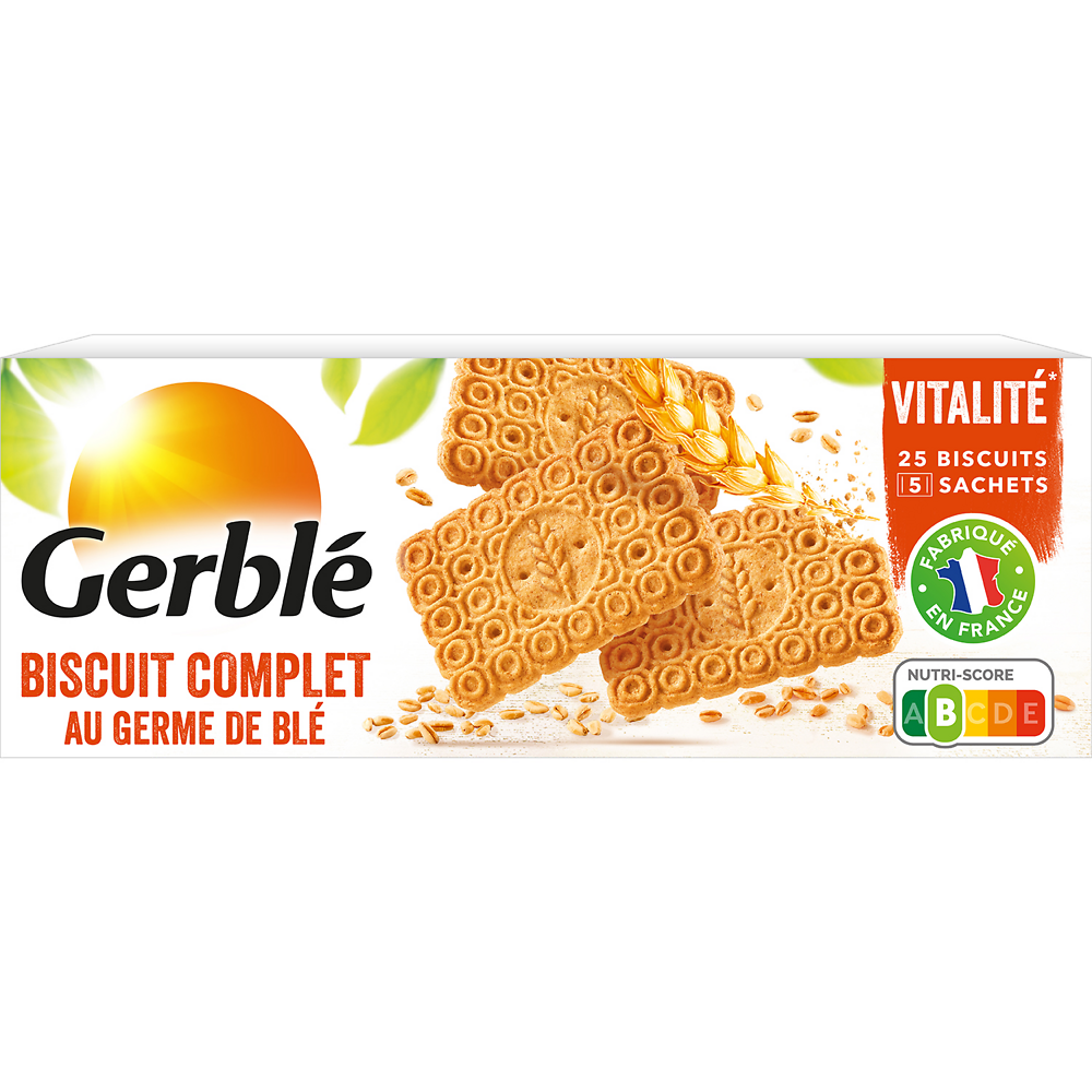 Biscuits complets au germe de blé GERBLE - 5x5, 210g