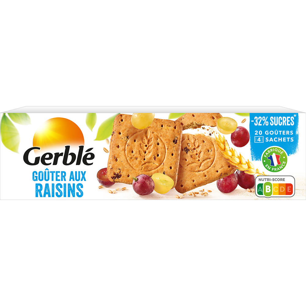 Biscuits goûter aux raisins GERBLE -  4x5, 360g