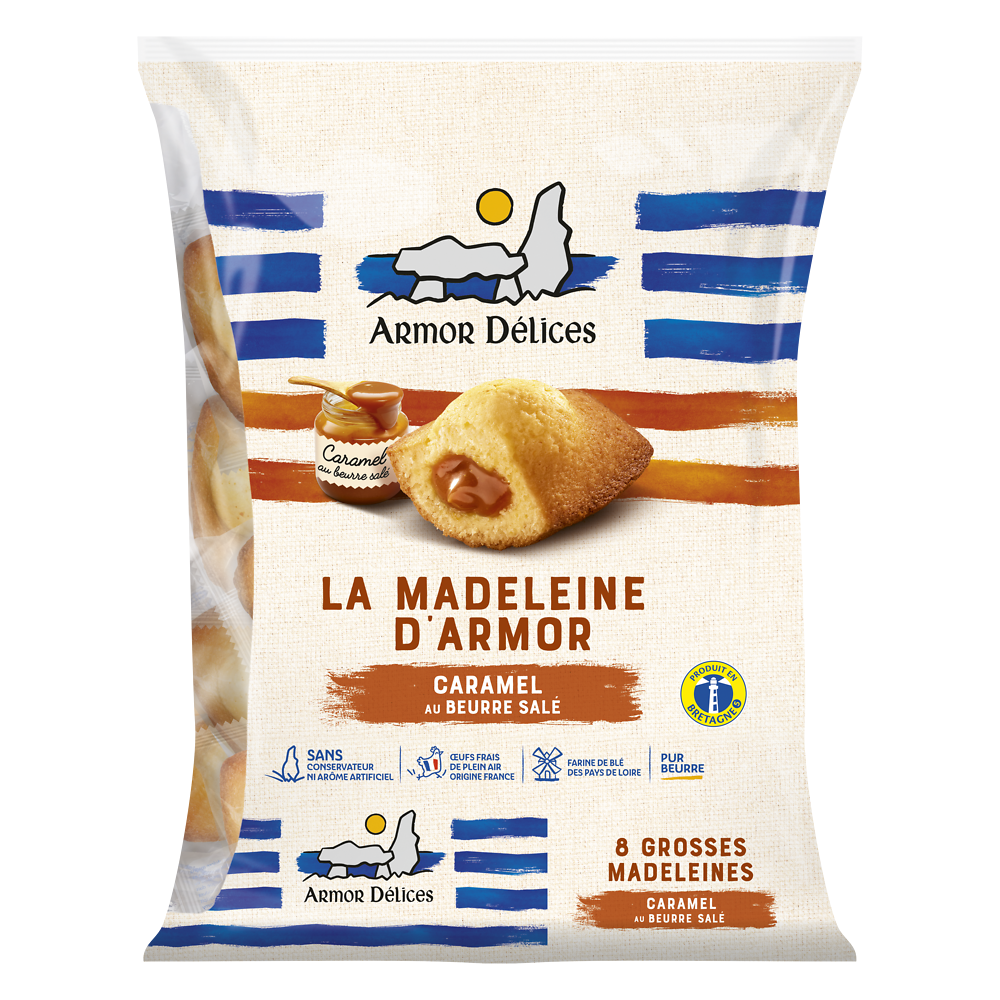 Madeleine fourrage caramel beurre salé ARMOR DELICES x8 264g