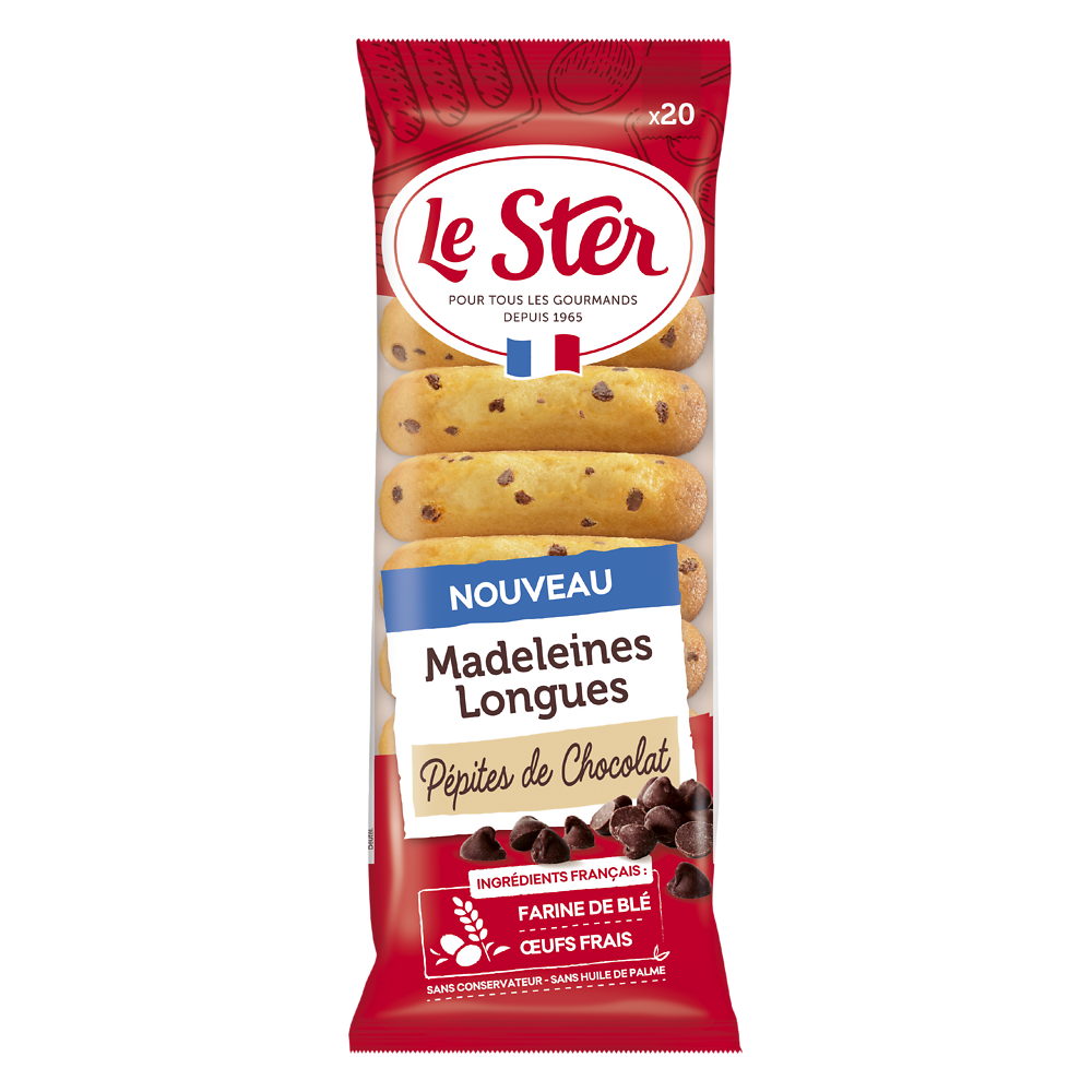 Madeleines longues pepites chocolat LE STER x20 - 250g