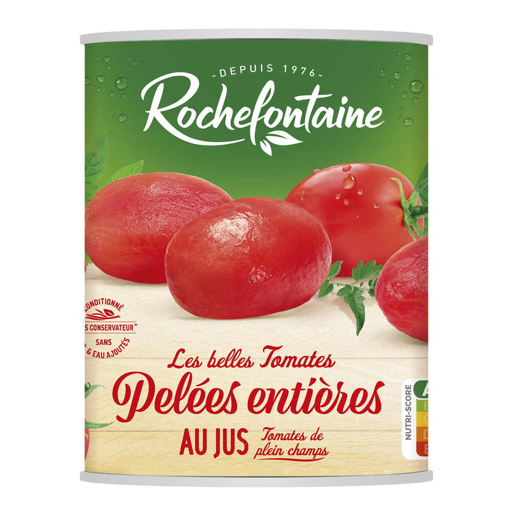 Tomates entières pelées ROCHEFONTAINE boîte 1/2 240g