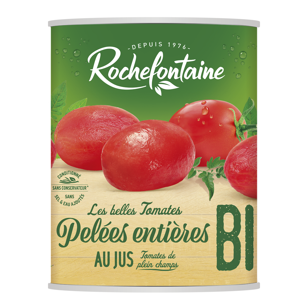 Tomates pelées bio ROCHEFONTAINE boîte 1/2 240g