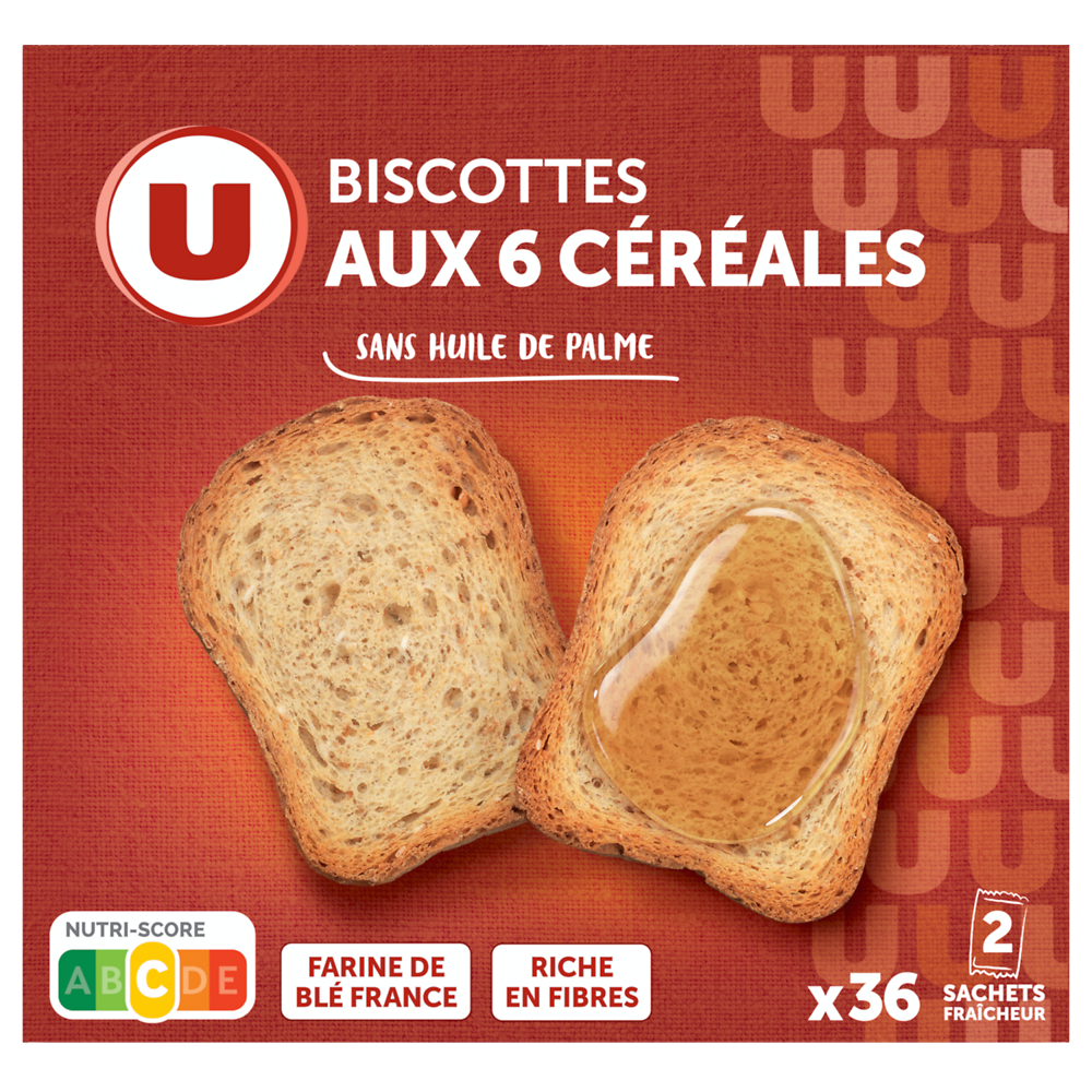 U Biscottes aux 6 céréales  x36  -  300g