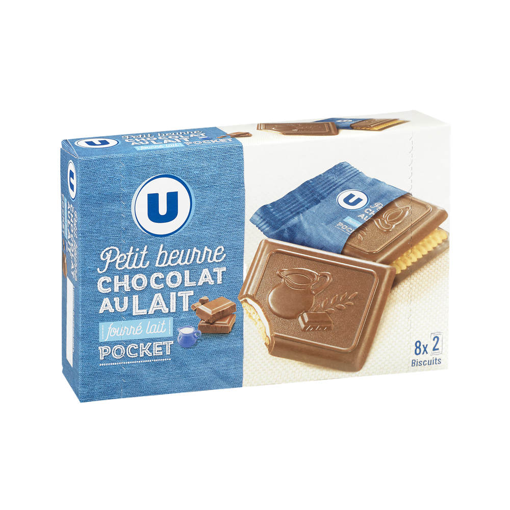 U Biscuits petit beurre choco lait fourré  boîte de 268g