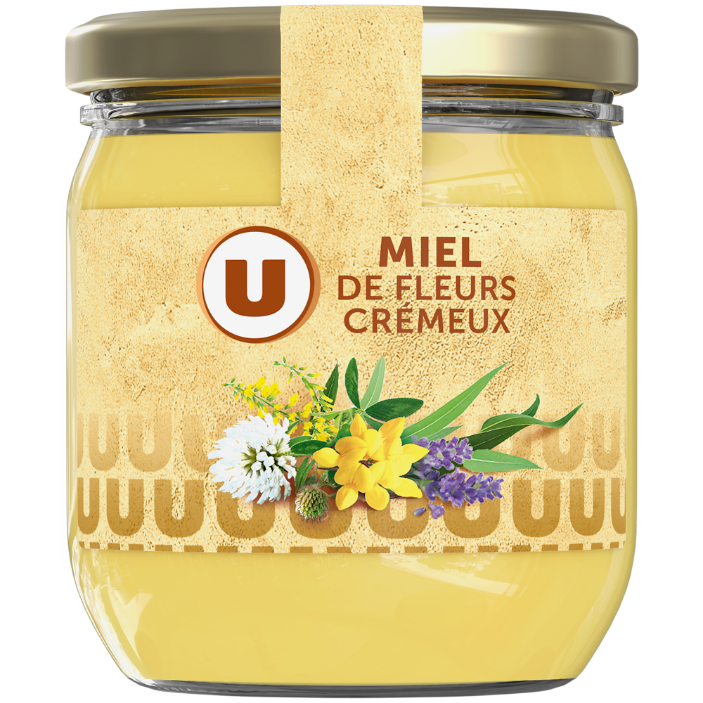 U Miel crémeux Mille fleurs  pot en verre de 500g