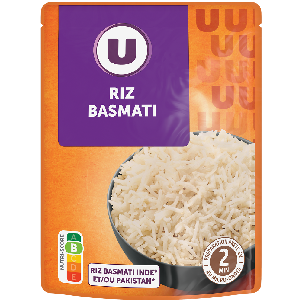 U Riz basmati nature micro-ondable 2 minutes  sachet de 250g