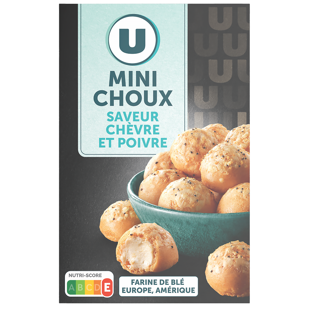 U Mini choux saveur chèvre et poivre  paquet de 60g