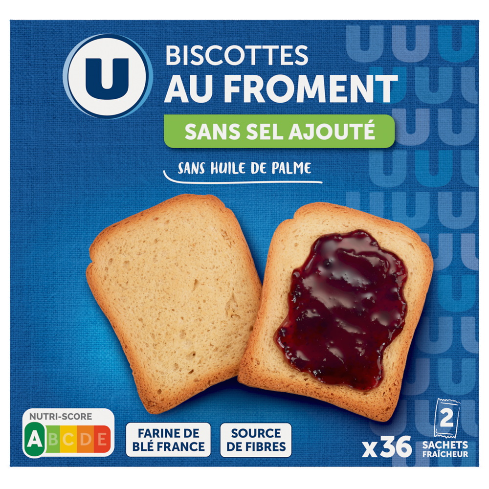 U Biscottes très pauvre en sel  x36, 300g