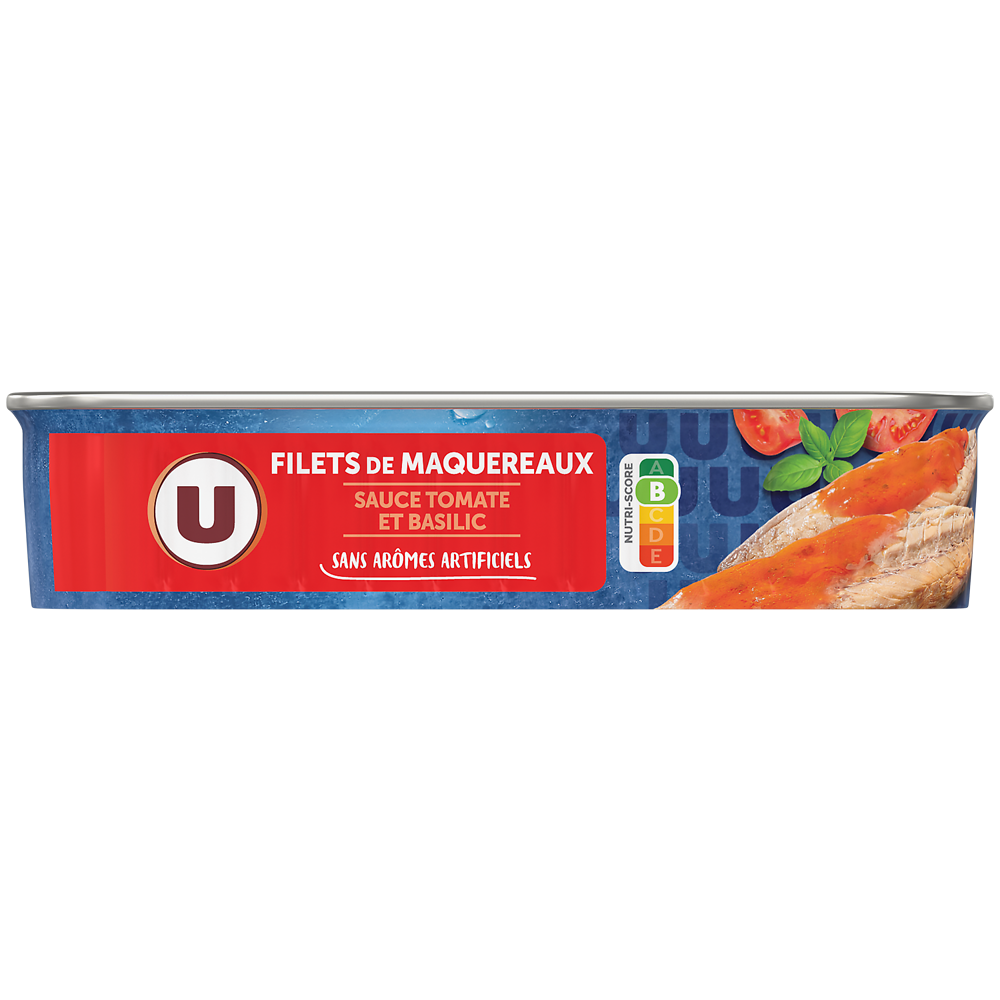 U Filets maquereaux sauce tomate basilic  1/4, boîte de 169g