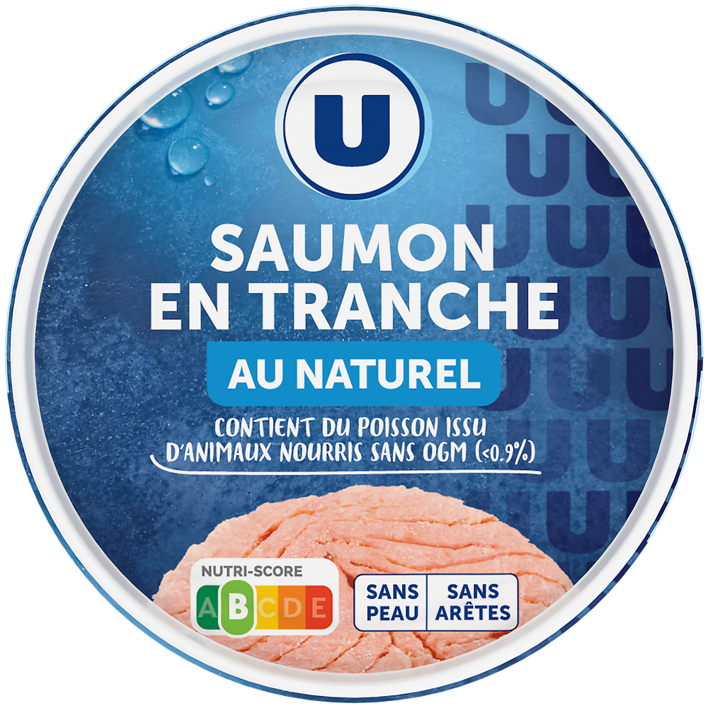 U Saumon au naturel sans peau et sans arête  boîte de 1/5, 112g