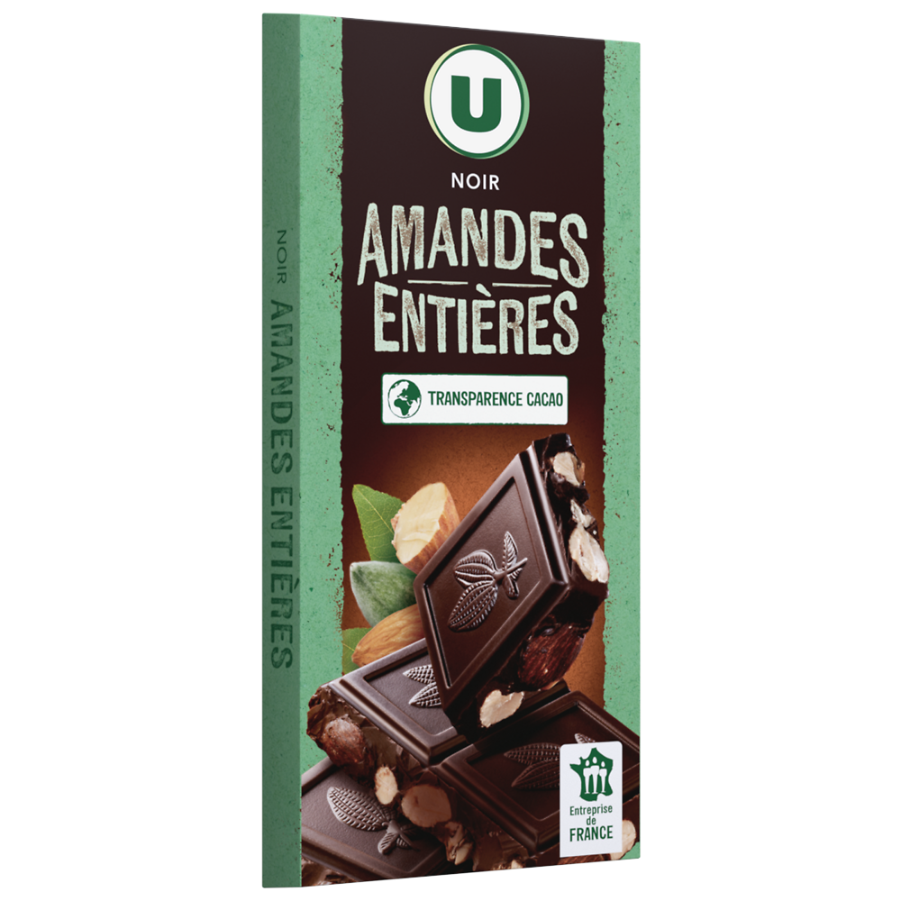 U Chocolat noir aux amandes  Tablette de 200g