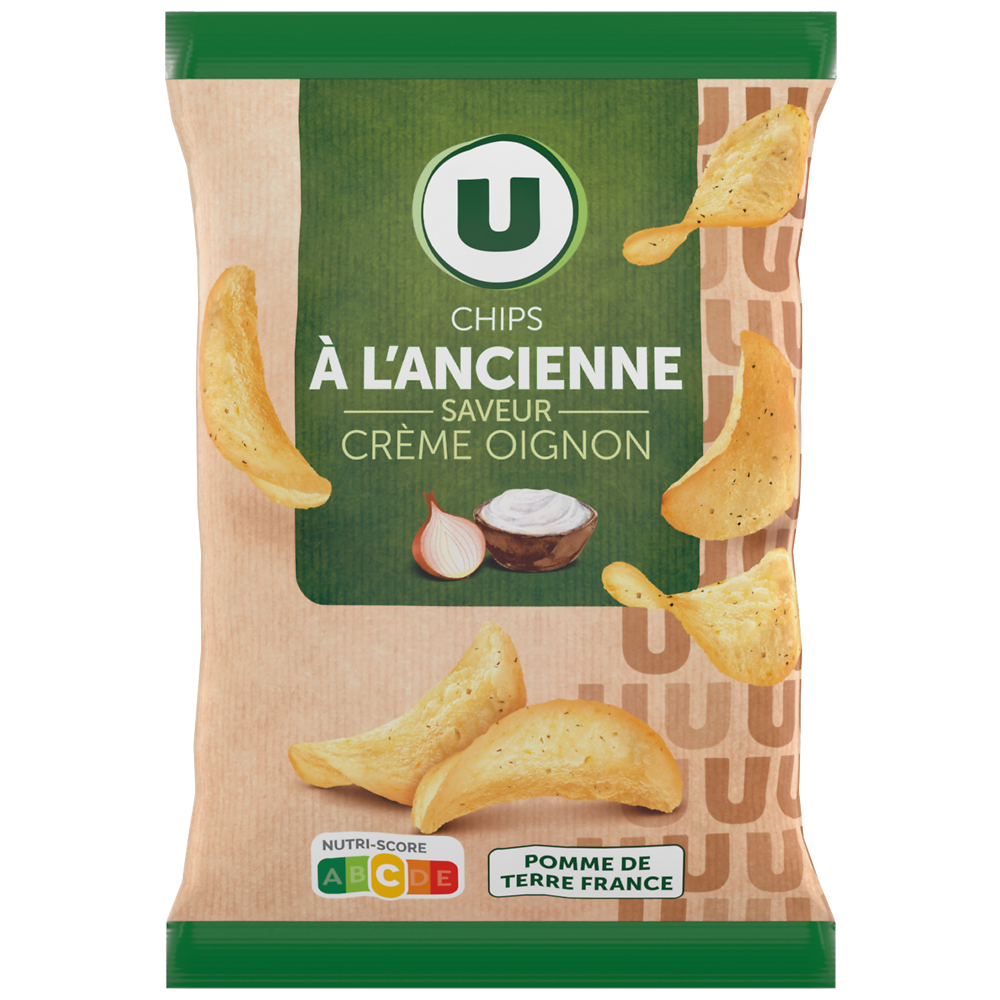 U Chips à l'ancienne saveur crème et oignon  paquet de 135g