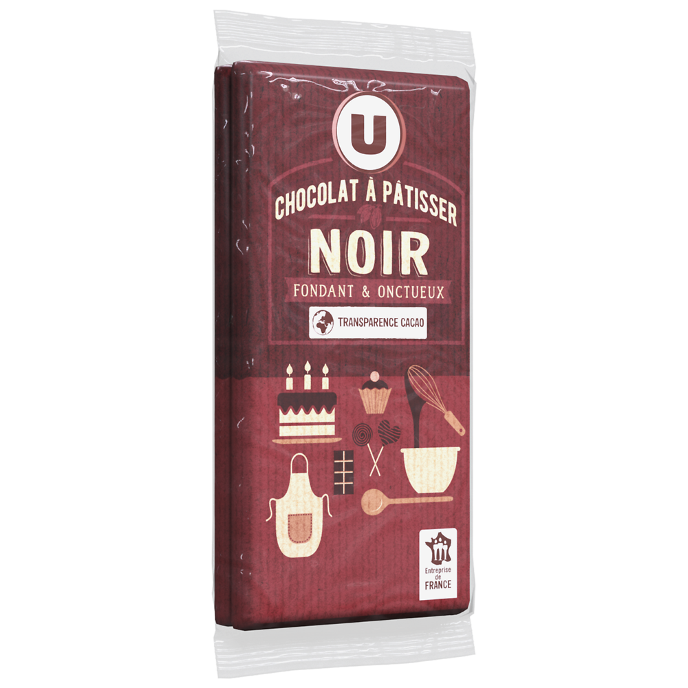 U Chocolat noir pâtissier  2 Tablettes de 200g