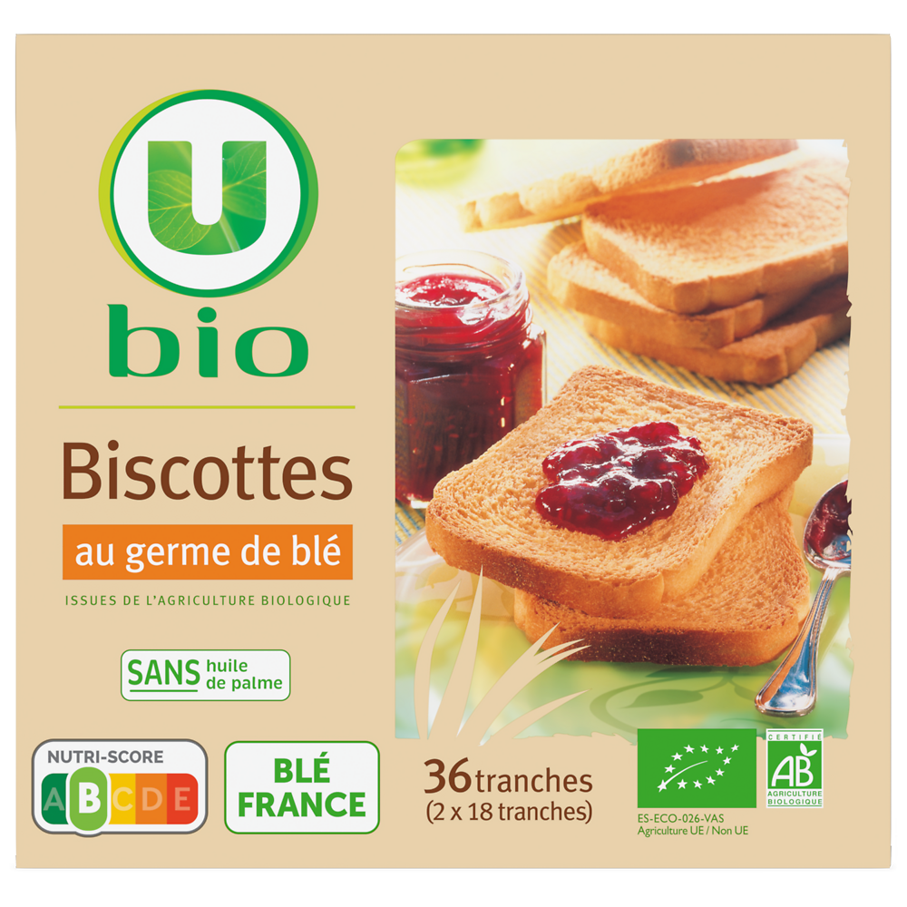 U BIO Biscottes au froment germe de blé  300g