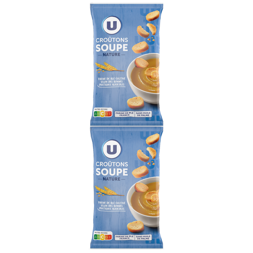 U Croûtons ronds frits pour soupe nature  2x90g  -  180g