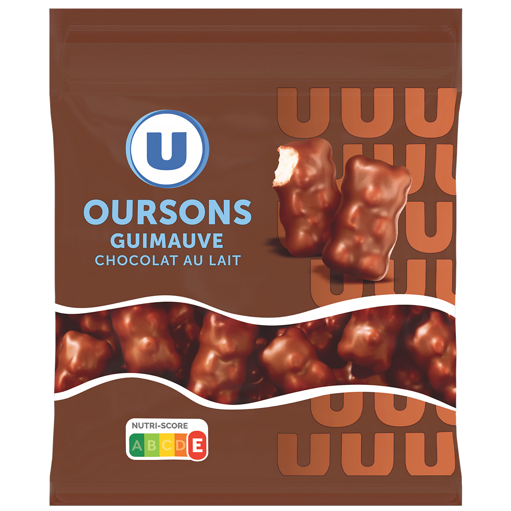 U Bonbons Confiserie oursons en guimauve au chocolat au lait sachet de 200g