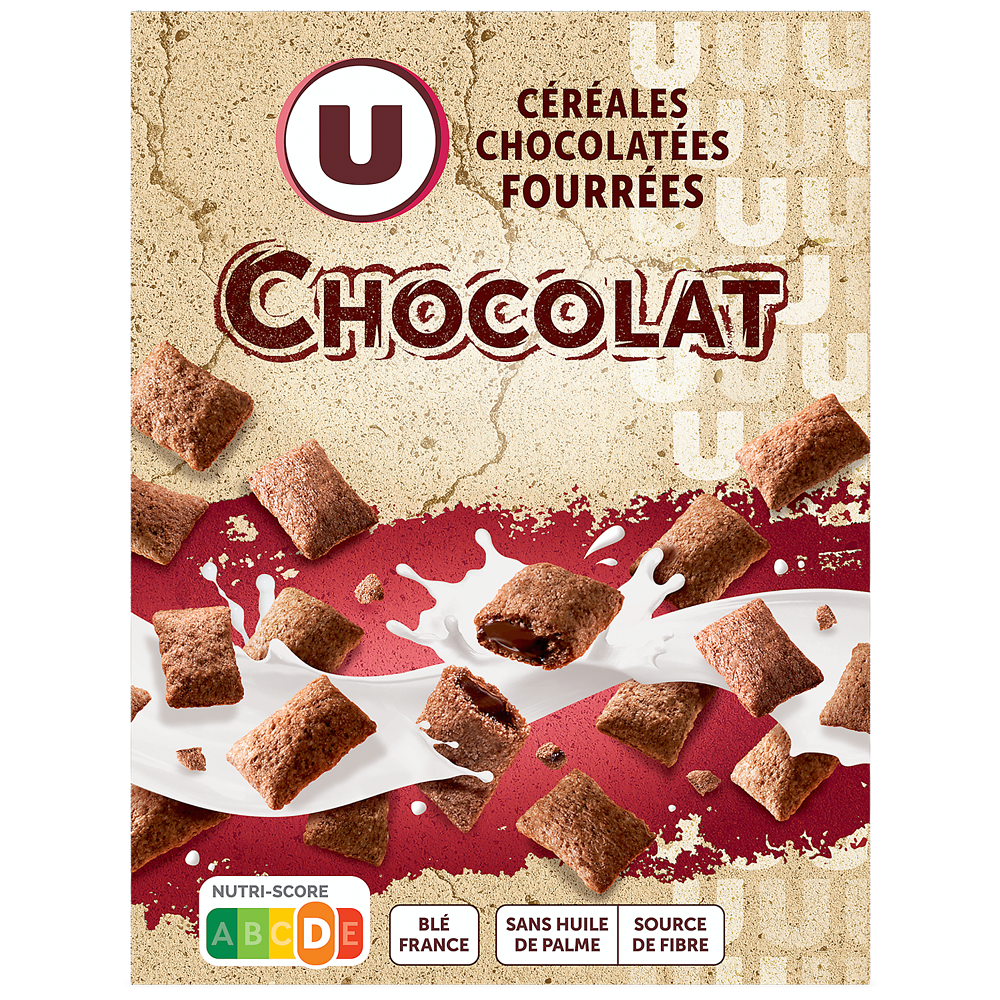 U Céréales chocolatées fourrées chocolat - paquet de 375g