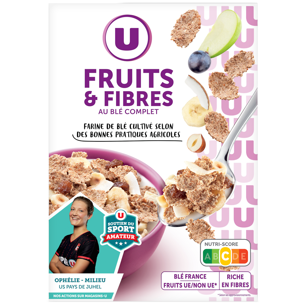 U Céréales fruits et fibres  boîte de 500g