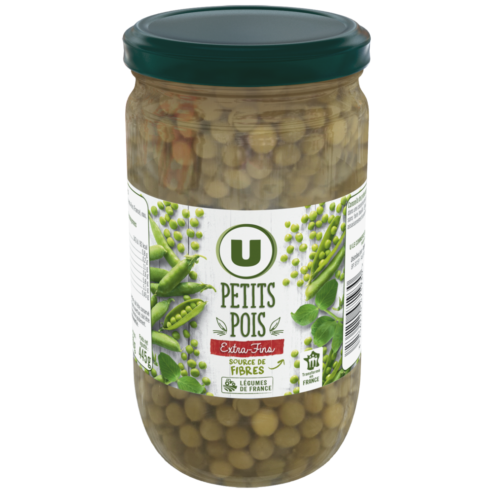 U Petits pois extra-fins - Bocal de 445g net égoutté