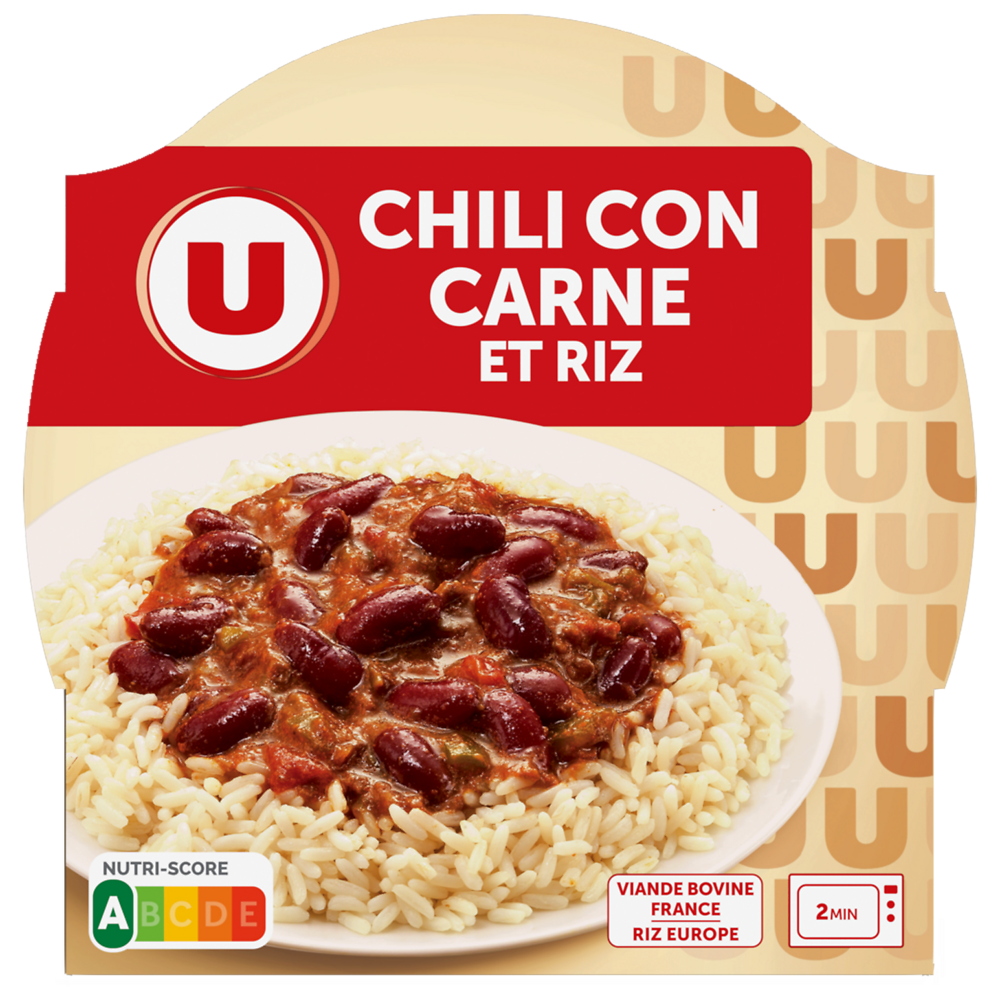 U Chili con carne  barquette micro ondable de 300g