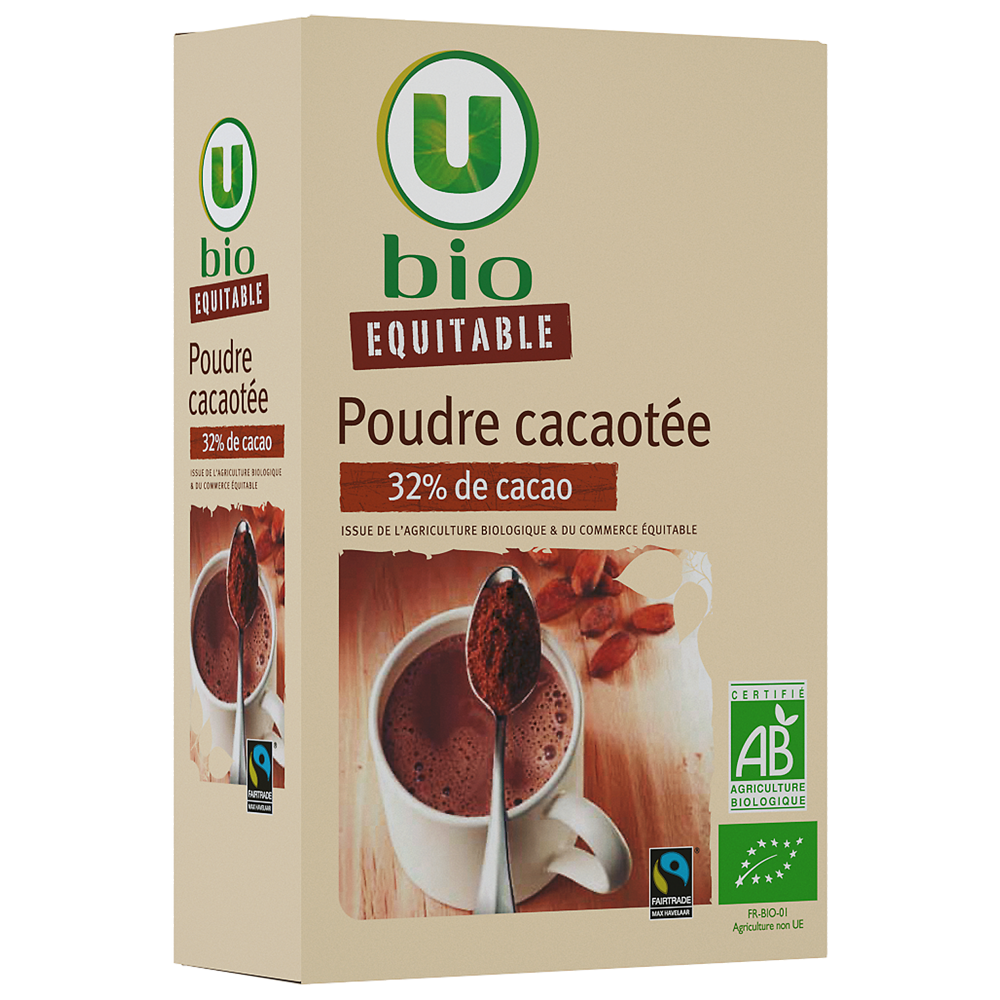 U BIO Poudre cacaotée 32% de cacao  étui de 500g