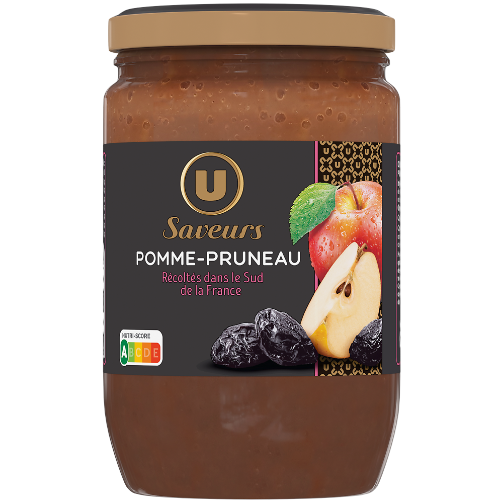 U SAVEURS Compote pomme pruneau, bocal 625g