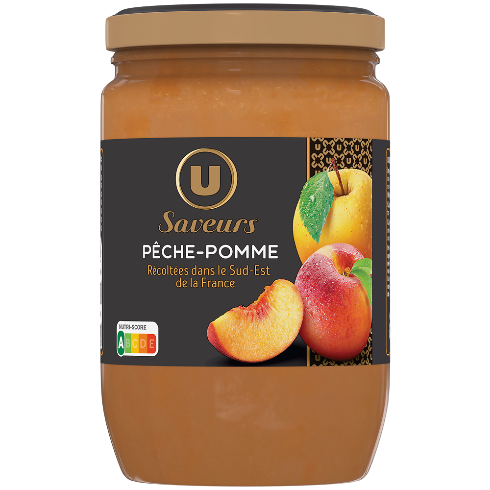 U SAVEURS Compote pêche pomme, bocal 625g