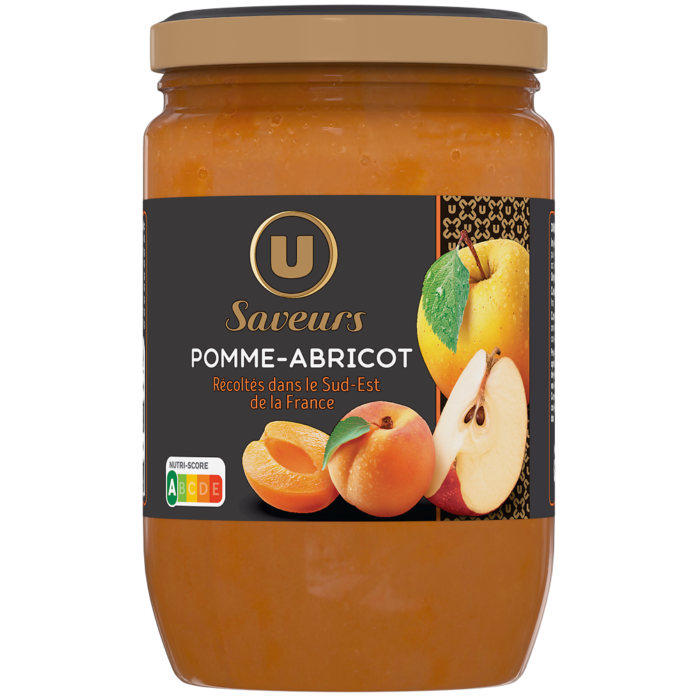 U SAVEURS Compote pomme abricot, bocal 625g