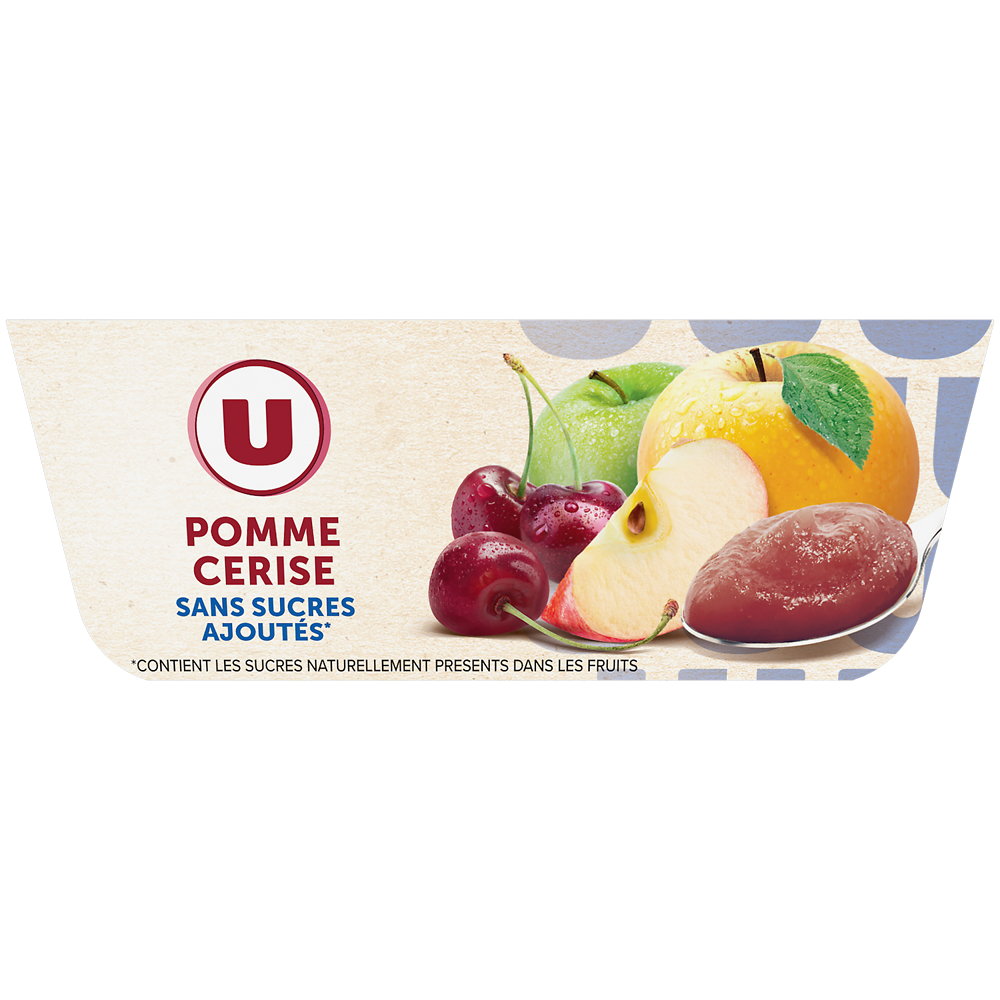 U Purée pomme cerise sans sucre ajoutés - coupelles 4x100g