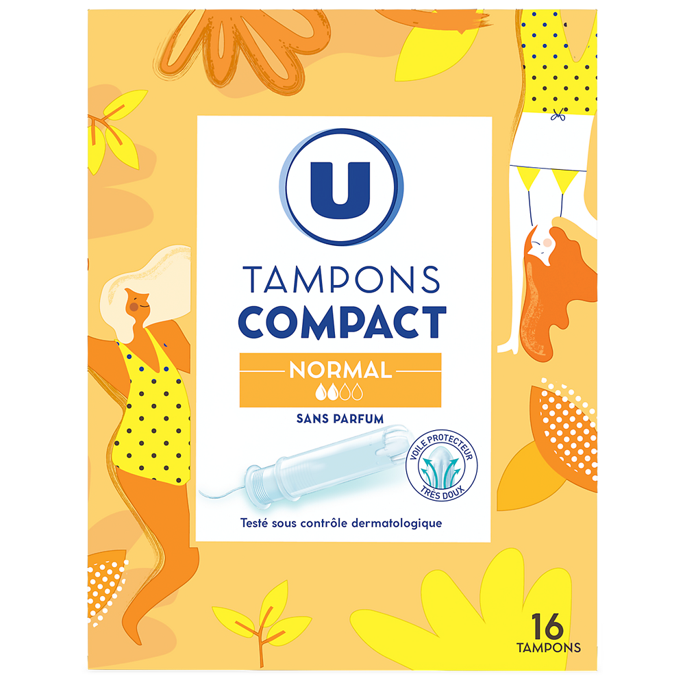 U Tampons compact normal avec applicateur  Boîte de 16