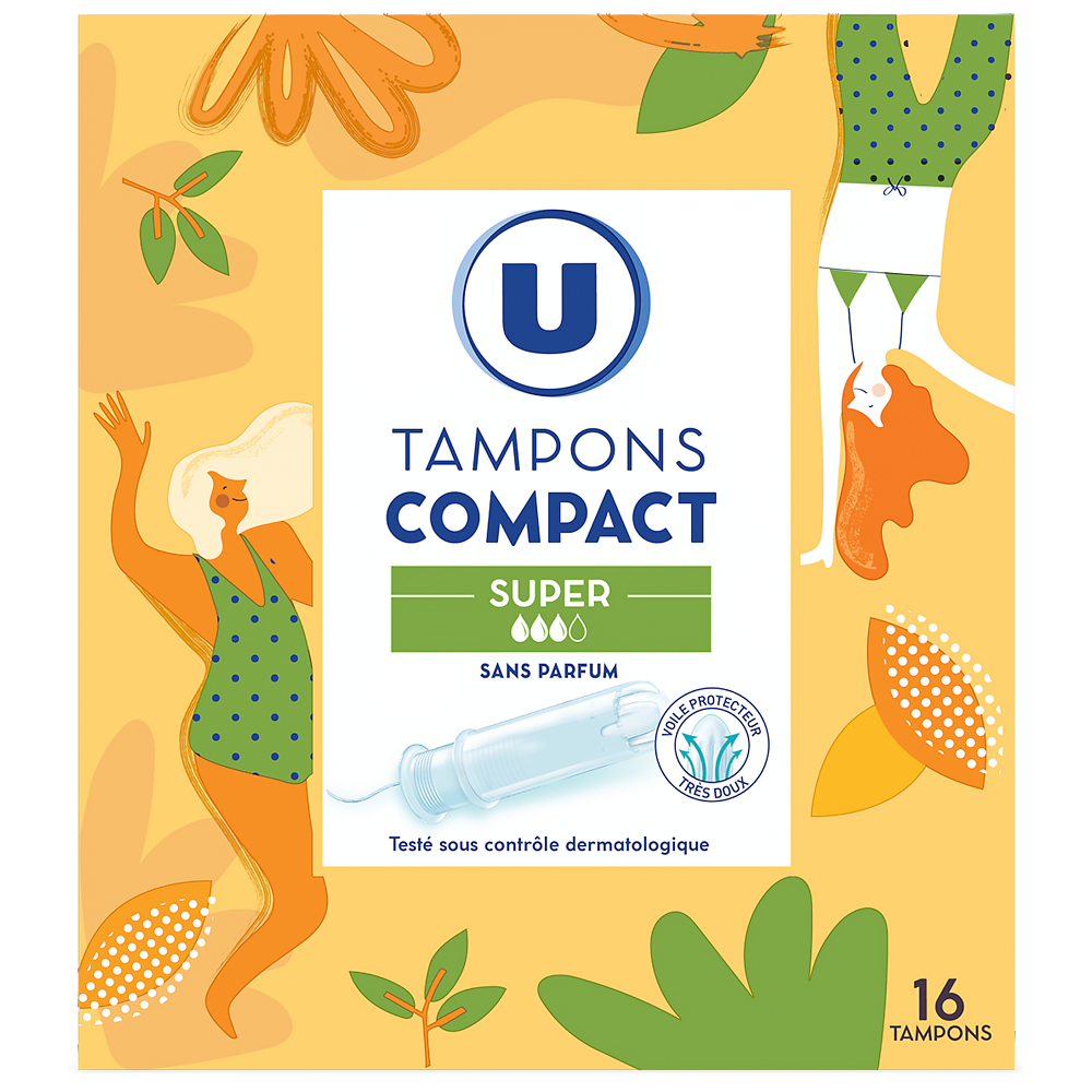 U Tampons compact super avec applicateur  Boîte de 16