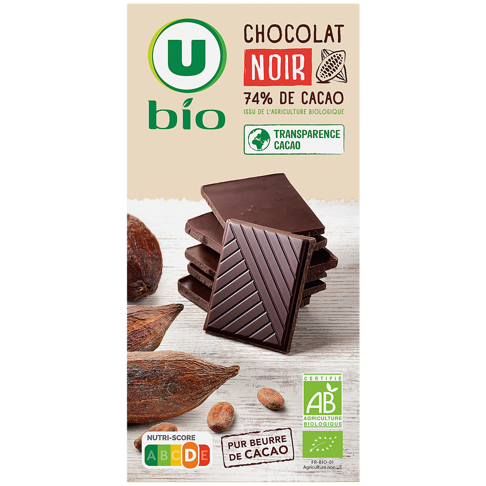 U BIO Tablette de chocolat noir  100g