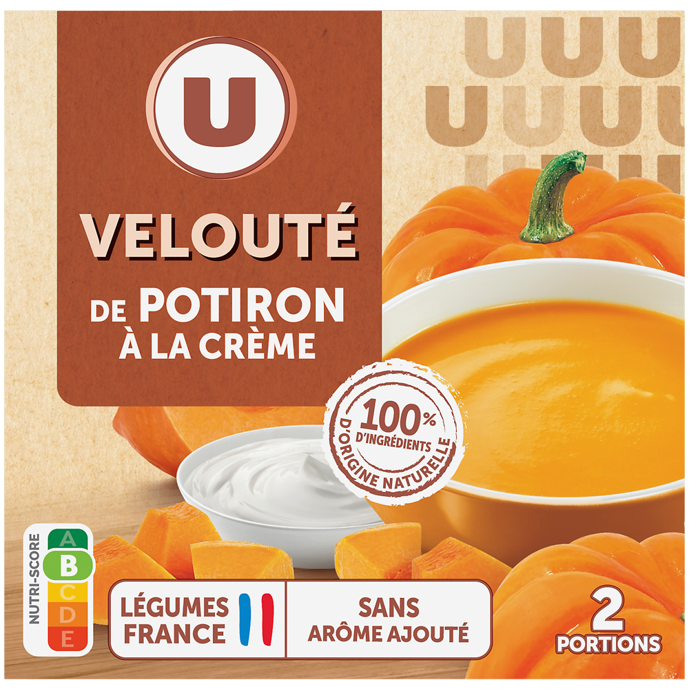 U Soupe Velouté de potiron à la crème fraîche 2 briques de 30cl, 620g