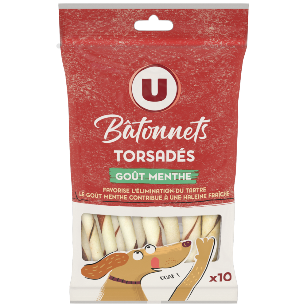 U Friandises Bâtonnets à mastiquer goût menthe 10x65g