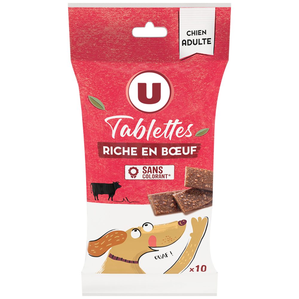 U Friandises Tablettes pour chien riches en boeuf 10 unités de 104g