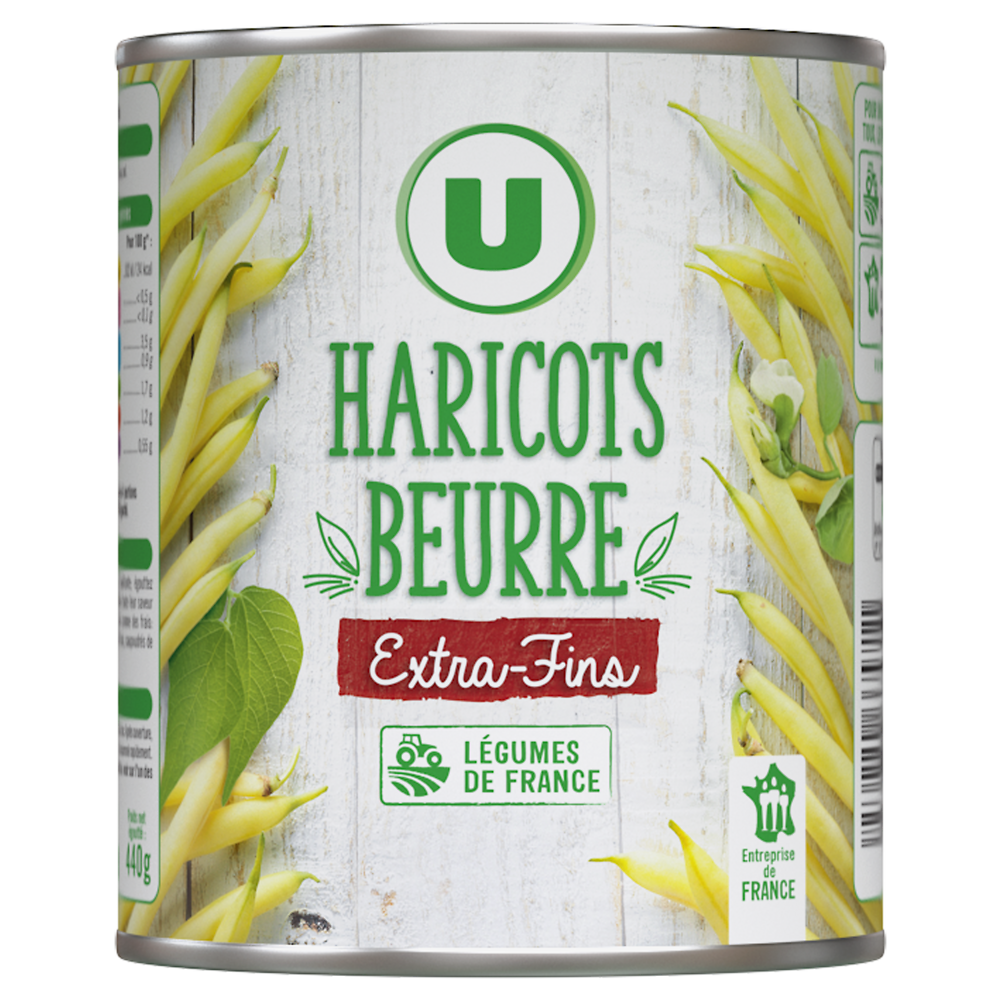 U Haricots beurre extra-fins - Boîte de 440g net égoutté