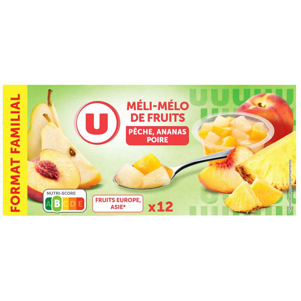 U Coupelles méli mélo de fruits - 12x65g, 780g