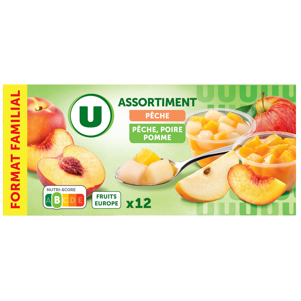 U Coupelles pêches et fruits du verger 12x65g 780g