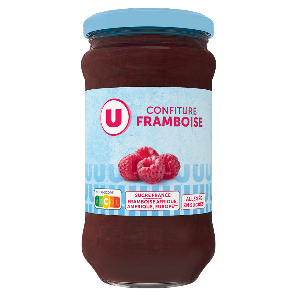 U Confiture framboise allégée  pot de 335g