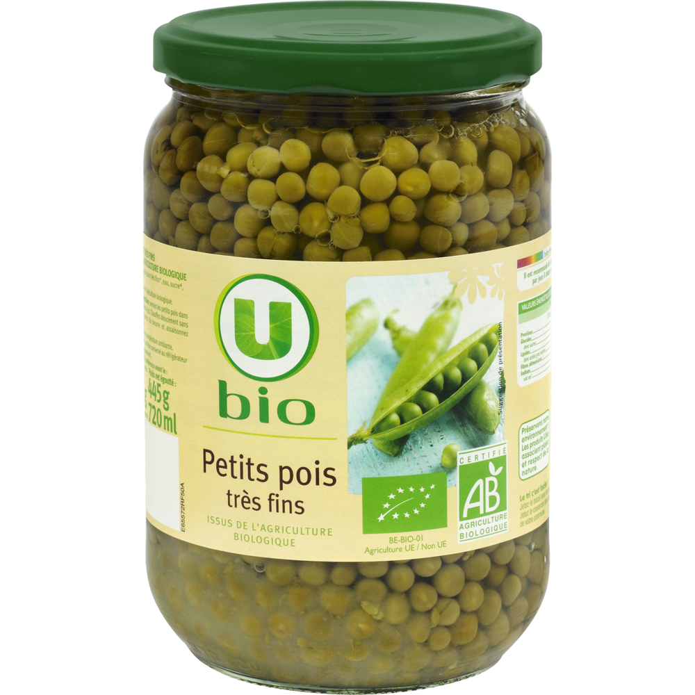 U BIO Petits pois - Bocal 445g