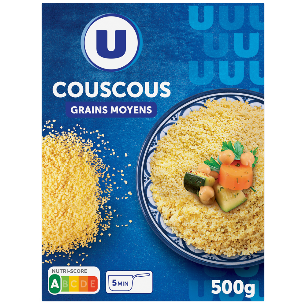 U Graine couscous grains moyens  étui de 500g